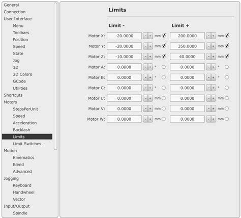 How to configure motor and soft limits .